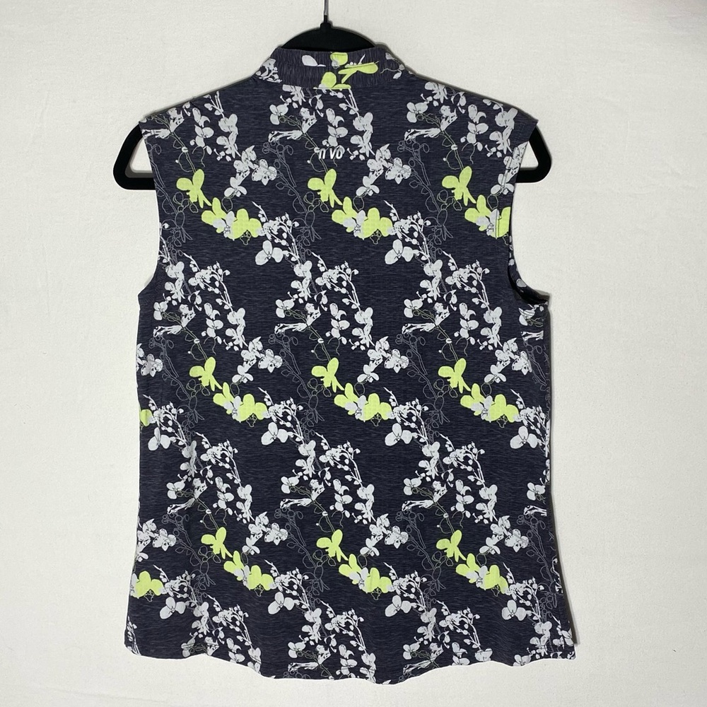 NVO Black Yellow Floral Sleeveless Activewear Top L - Picture 12 of 13